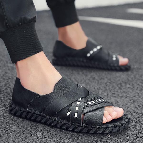 sandals sandal men summer outdoor genuine leather handmade sewing breathable shoes, Black
sandals sandal men summer outdoor genuine leather handmade sewing breathable shoes, Black