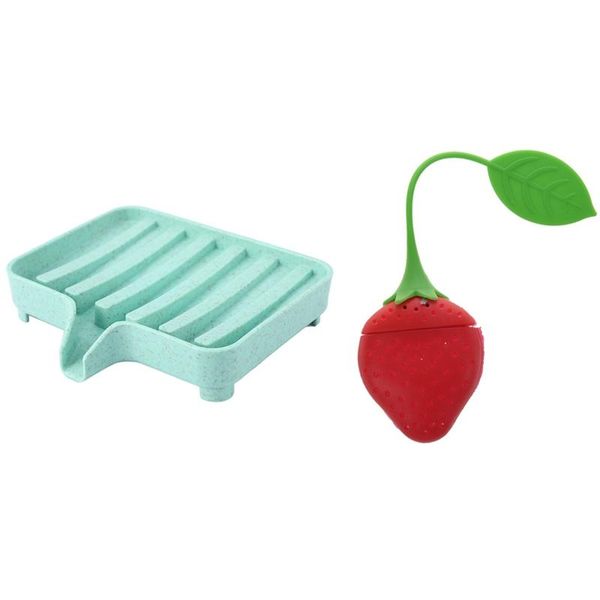 soap dishes strawberry design silicone tea infuser strainer - red and green with sponge holder storage rack drain box
soap dishes strawberry design silicone tea infuser strainer - red and green with sponge holder storage rack drain box