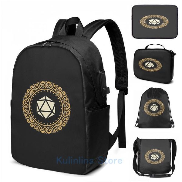 backpack funny graphic print gold ornament plate polyhedral d20 dice usb charge men school bags women bag travel laptop
backpack funny graphic print gold ornament plate polyhedral d20 dice usb charge men school bags women bag travel laptop