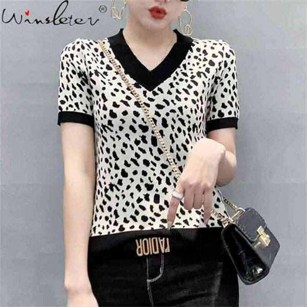 summer european clothes knit t-shirt fashion v-neck print leopard women slim bottoming shirt tees t13501a 210421, White
summer european clothes knit t-shirt fashion v-neck print leopard women slim bottoming shirt tees t13501a 210421, White