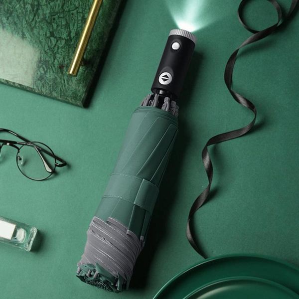 umbrellas fully automatic reverse folding umbrella 10-bone tri-fold windproof led lighting business uv protection
umbrellas fully automatic reverse folding umbrella 10-bone tri-fold windproof led lighting business uv protection