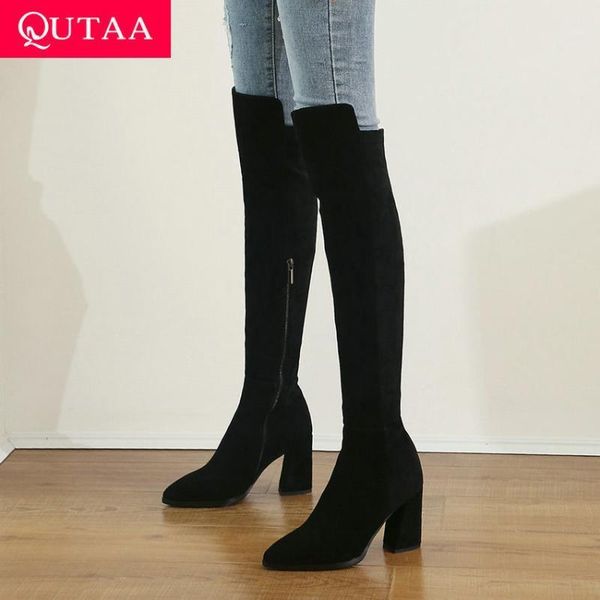 boots qutaa 2021 cow suede square high heel over the knee women fashion pointed toe zipper autumn winter shoes size 34-401, Black
boots qutaa 2021 cow suede square high heel over the knee women fashion pointed toe zipper autumn winter shoes size 34-401, Black