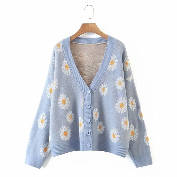 women fashion print soft sweater ladies full sleeve floral single breasted v-neck cardigan cute girls streetwear 210521, White
women fashion print soft sweater ladies full sleeve floral single breasted v-neck cardigan cute girls streetwear 210521, White