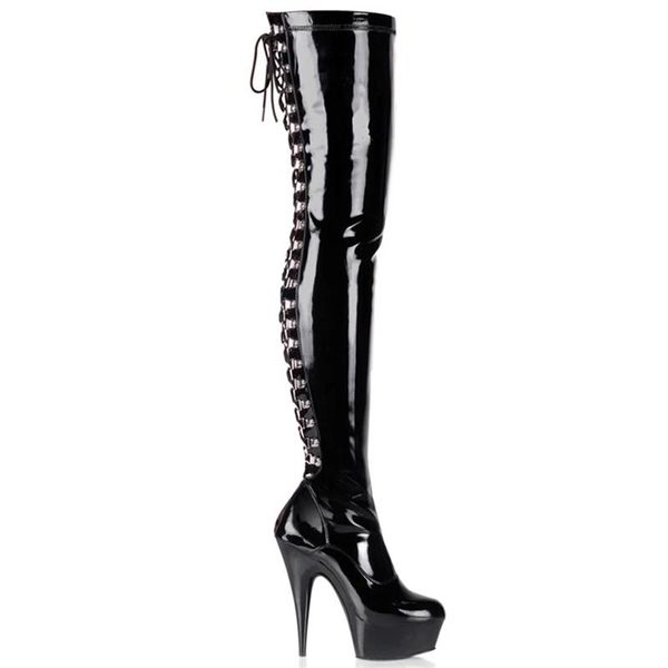 boots fetish platform high heels party dancing shoes pole and knee-high patent leather round toe, Black
boots fetish platform high heels party dancing shoes pole and knee-high patent leather round toe, Black