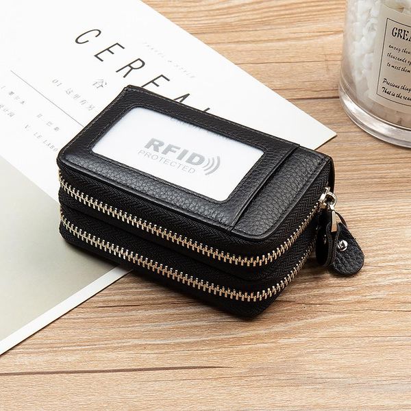 card holders holder women's genuine leather multi position anti-degaussing ultra-thin large capacity exquisite small pack case, Brown;gray
card holders holder women's genuine leather multi position anti-degaussing ultra-thin large capacity exquisite small pack case, Brown;gray