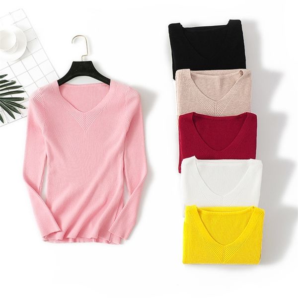 women fashion v neck solid slim knitted sweater autumn winter korean harajuku pullover causal jumpers vintage 210416, White;black
women fashion v neck solid slim knitted sweater autumn winter korean harajuku pullover causal jumpers vintage 210416, White;black