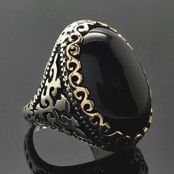 cluster rings vintage carving royal oval big black crystal zircon agate gemstones white thai silver color jewelry bague party accessory, Golden;silver
cluster rings vintage carving royal oval big black crystal zircon agate gemstones white thai silver color jewelry bague party accessory, Golden;silver