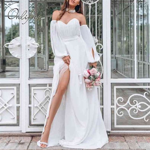 summer women white long party dress off shoulder slit sleeve maxi chiffon 210513, Black;gray
summer women white long party dress off shoulder slit sleeve maxi chiffon 210513, Black;gray