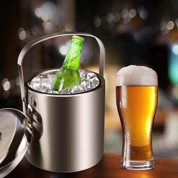 ice buckets and coolers 1300ml stainless steel double-walled heat isolation bucket with tongs lid container kitchen tools drinking whiskey
ice buckets and coolers 1300ml stainless steel double-walled heat isolation bucket with tongs lid container kitchen tools drinking whiskey
