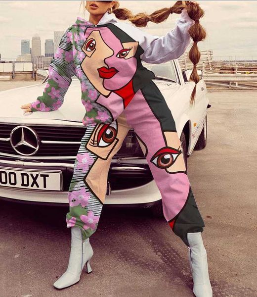 women's two piece pants 2021 women clothing set cartoon graffiti print casual street-style sports hoodie and pant, White
women's two piece pants 2021 women clothing set cartoon graffiti print casual street-style sports hoodie and pant, White