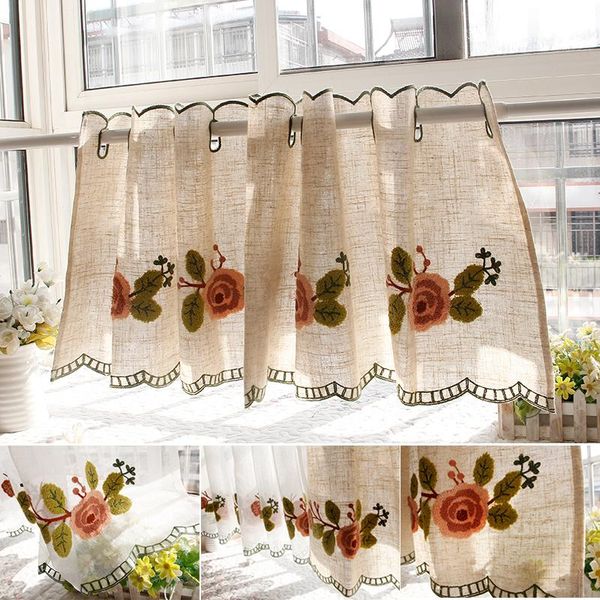 curtain & drapes pastoral style half curtains transparent tulle valance fashion red embroidered flowers short for kitchen cabinet door #4
curtain & drapes pastoral style half curtains transparent tulle valance fashion red embroidered flowers short for kitchen cabinet door #4