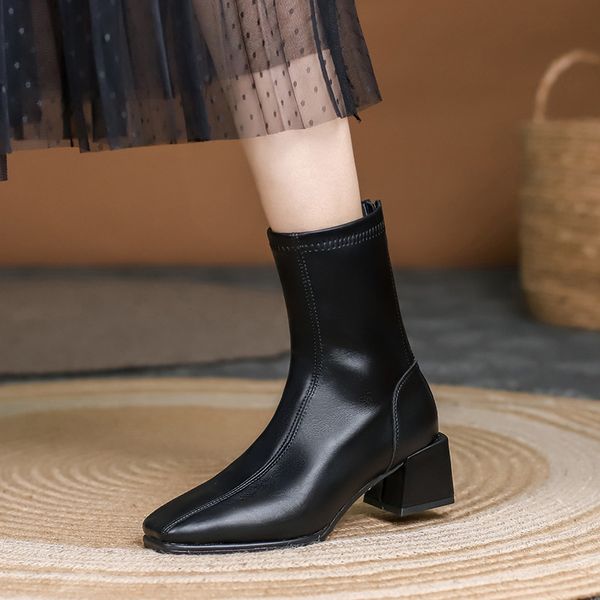 black thick square head french fried street short women's summer middle heel versatile thin elastic boots
black thick square head french fried street short women's summer middle heel versatile thin elastic boots