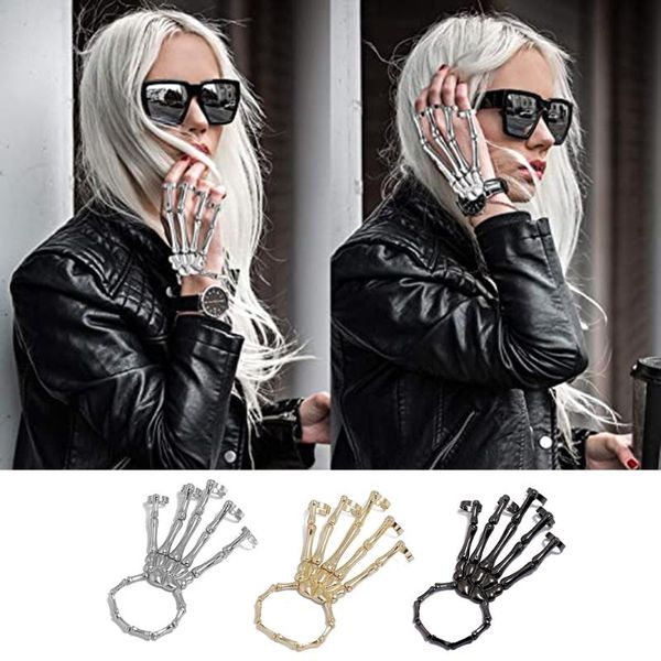 charm bracelets halloween skull hand bracelet with ring metal finger wristband men's and women's jewelry, Golden;silver
charm bracelets halloween skull hand bracelet with ring metal finger wristband men's and women's jewelry, Golden;silver