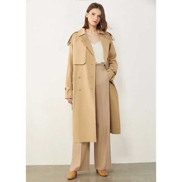 women's trench coats 2021 minimalist female autumn trench coat british style double lapel breasted calf fur belt, Tan;black
women's trench coats 2021 minimalist female autumn trench coat british style double lapel breasted calf fur belt, Tan;black