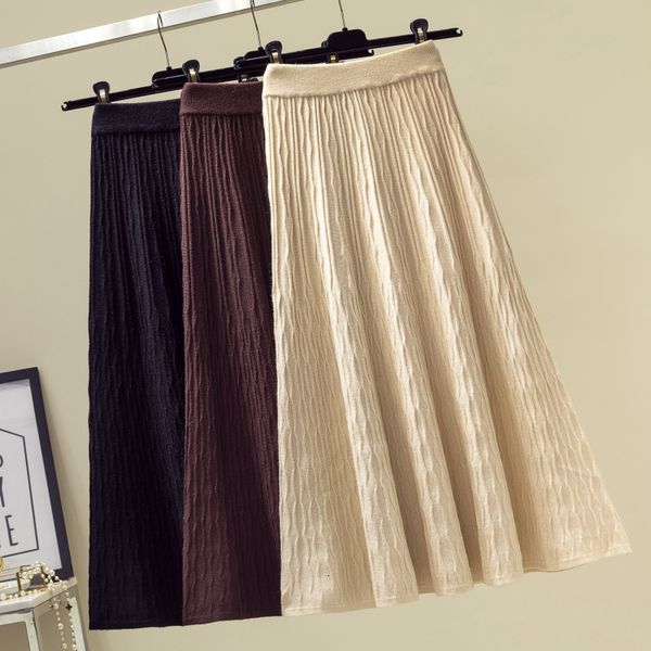 skirts winter cashmere blend long knitted skirt autumn retro high waist wool pleated a-line long skater rib s8wb, Black
skirts winter cashmere blend long knitted skirt autumn retro high waist wool pleated a-line long skater rib s8wb, Black