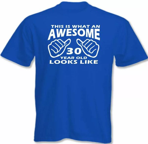 30th birthday t-shirt this is what an awesome 30 year old looks like mens funny, White;black
30th birthday t-shirt this is what an awesome 30 year old looks like mens funny, White;black