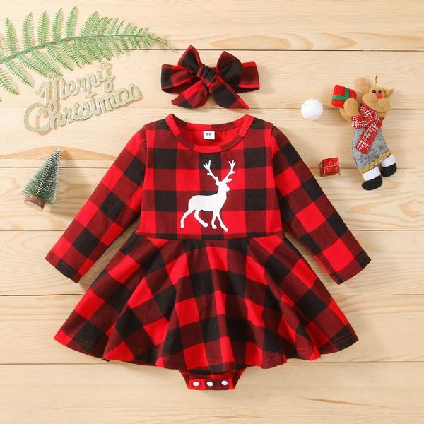girl's dresses 2pcs baby christmas outfit reindeer print plaid long-sleeve romper + hairband for toddler girls 0-24 months, Red;yellow
girl's dresses 2pcs baby christmas outfit reindeer print plaid long-sleeve romper + hairband for toddler girls 0-24 months, Red;yellow