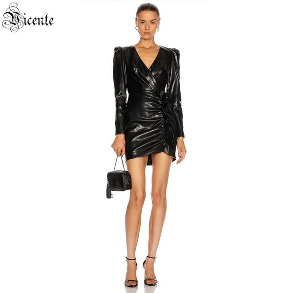 women's dresses for important occasions cocktail party black draped v-neck short leather skirt 210520, Black;gray
women's dresses for important occasions cocktail party black draped v-neck short leather skirt 210520, Black;gray