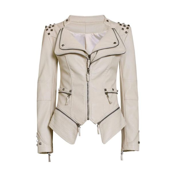 women's leather & faux women pu jacket casual gothic punk style motorcycle cool jackets slim rivet autumn female fashion winter coat ou, Black
women's leather & faux women pu jacket casual gothic punk style motorcycle cool jackets slim rivet autumn female fashion winter coat ou, Black