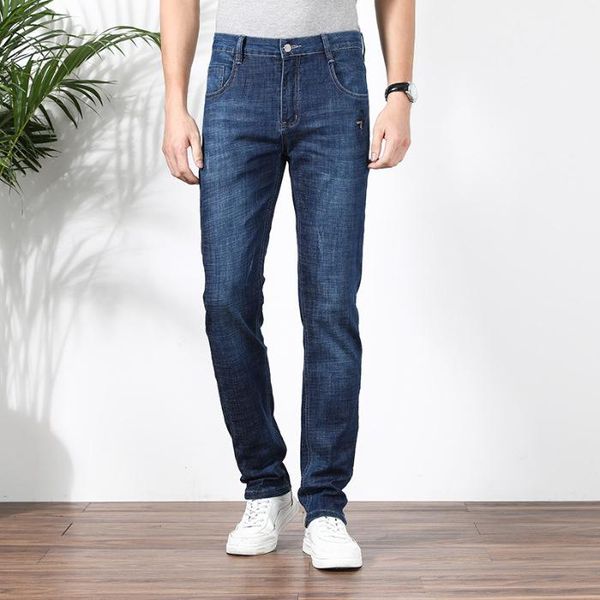 men's jeans loose spring and summer elastic slim fit korean fashion leisure straight pants, Blue
men's jeans loose spring and summer elastic slim fit korean fashion leisure straight pants, Blue