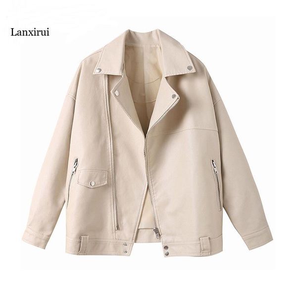 women's leather & faux beige pu jackets women autumn outerwear casual oversized motorcycle biker coat female, Black
women's leather & faux beige pu jackets women autumn outerwear casual oversized motorcycle biker coat female, Black