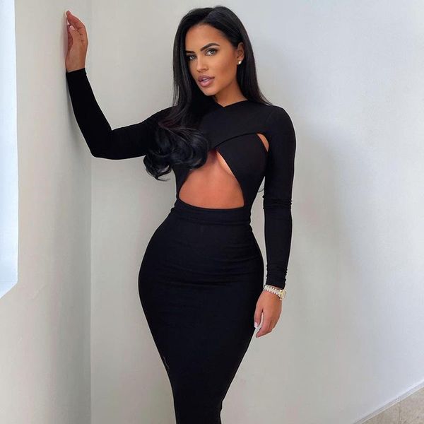 casual dresses high elasticity black cross halter hollow long sleeve elegant dress split with white nightclub club female clothing, Black;gray
casual dresses high elasticity black cross halter hollow long sleeve elegant dress split with white nightclub club female clothing, Black;gray
