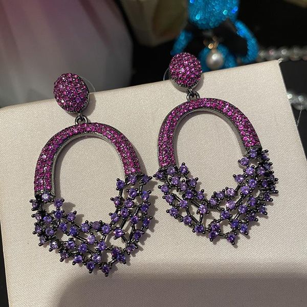 hoop & huggie bilincolor fashion oval simple red and purple zircon earring for woman, Golden;silver
hoop & huggie bilincolor fashion oval simple red and purple zircon earring for woman, Golden;silver