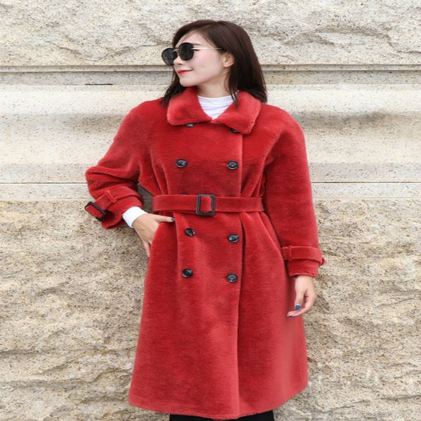 women's fur & faux tcyeek thick warm winter jacket for women clothes 100% real coat + belt korean ladies sheep shearing long coats kl19, Black
women's fur & faux tcyeek thick warm winter jacket for women clothes 100% real coat + belt korean ladies sheep shearing long coats kl19, Black