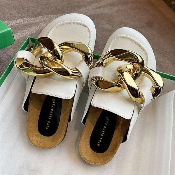 gold chain decor flat mules round toe lazy shoes women's outdoor loafers cozy soft pu leather casual slippers female, Black
gold chain decor flat mules round toe lazy shoes women's outdoor loafers cozy soft pu leather casual slippers female, Black