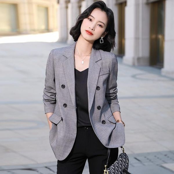 women's suits & blazers 2021 jacket fashion double breasted grey coat ol styles fall winter for women business work blaser outwear, White;black
women's suits & blazers 2021 jacket fashion double breasted grey coat ol styles fall winter for women business work blaser outwear, White;black