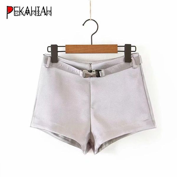 women's shorts summer belt high waist women biker streetwear party satin mini short pants 2021, White;black
women's shorts summer belt high waist women biker streetwear party satin mini short pants 2021, White;black