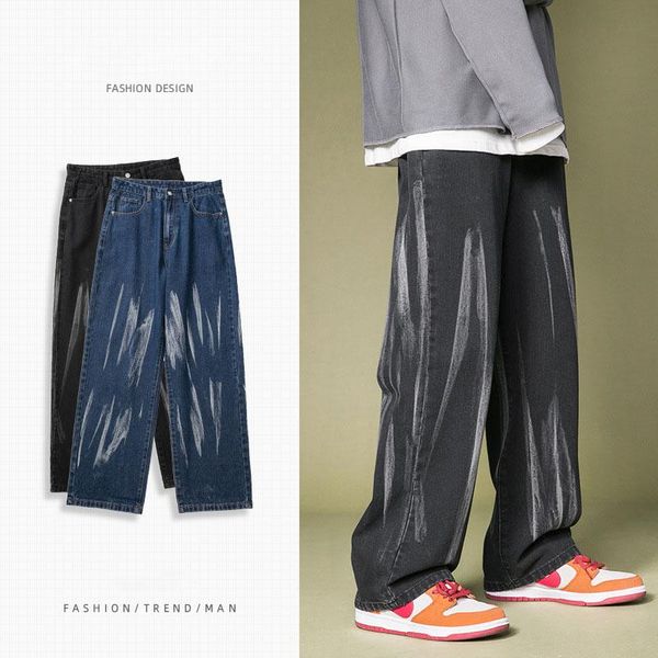 men's jeans fashion mens vintage washed ins hip hop printed loose fit denim pants wide leg urban style dad jean trousers male, Blue
men's jeans fashion mens vintage washed ins hip hop printed loose fit denim pants wide leg urban style dad jean trousers male, Blue