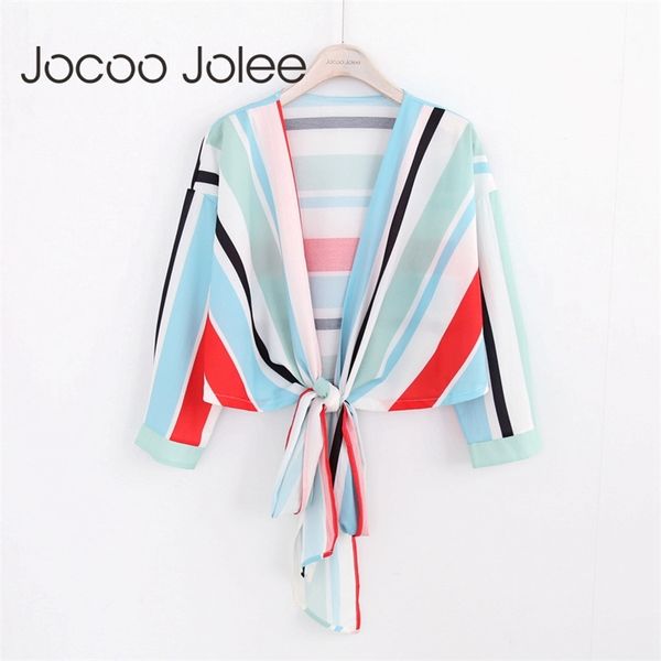 deep v-neck women colorful striped blouse lace up design nine quarter sleeves summer wearings 210416, White
deep v-neck women colorful striped blouse lace up design nine quarter sleeves summer wearings 210416, White