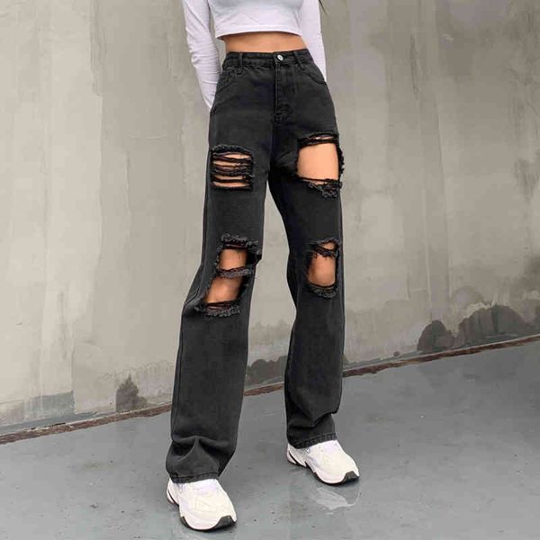 y2k hole ripped black jean femme casual high waist pocket straight distressed jeans 90s vintage streetwear loose korean trousers 210515, Blue
y2k hole ripped black jean femme casual high waist pocket straight distressed jeans 90s vintage streetwear loose korean trousers 210515, Blue