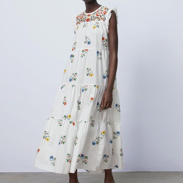 za bohemian style dress women floral embroidery long party vestido o-neck sleeveless mid-calf length elegant beach dresses 210422, Black;gray
za bohemian style dress women floral embroidery long party vestido o-neck sleeveless mid-calf length elegant beach dresses 210422, Black;gray