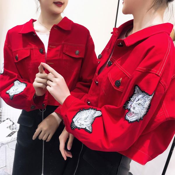women's jackets spring autumn jean jacket and coat for women clothes streetwear korean embroidery print short chaquetas mujer 2021 wh26, Black;brown
women's jackets spring autumn jean jacket and coat for women clothes streetwear korean embroidery print short chaquetas mujer 2021 wh26, Black;brown
