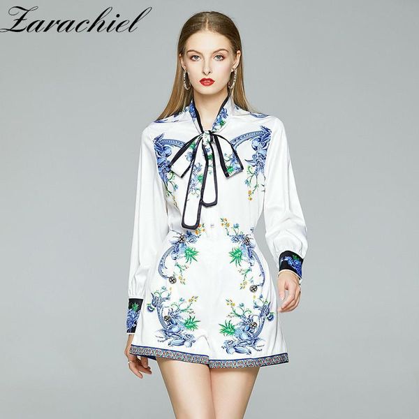 fashion designer blue flower print shorts two piece set women long sleeve bow collar shirt + pocket wide leg women's tracksuits, Gray
fashion designer blue flower print shorts two piece set women long sleeve bow collar shirt + pocket wide leg women's tracksuits, Gray