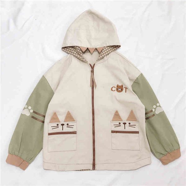 japan kawaii cartoon cat ear women jacket cute mori soft girls embroidery thin coat autumn fashion lovely zip up hooded outwear, Black;gray
japan kawaii cartoon cat ear women jacket cute mori soft girls embroidery thin coat autumn fashion lovely zip up hooded outwear, Black;gray
