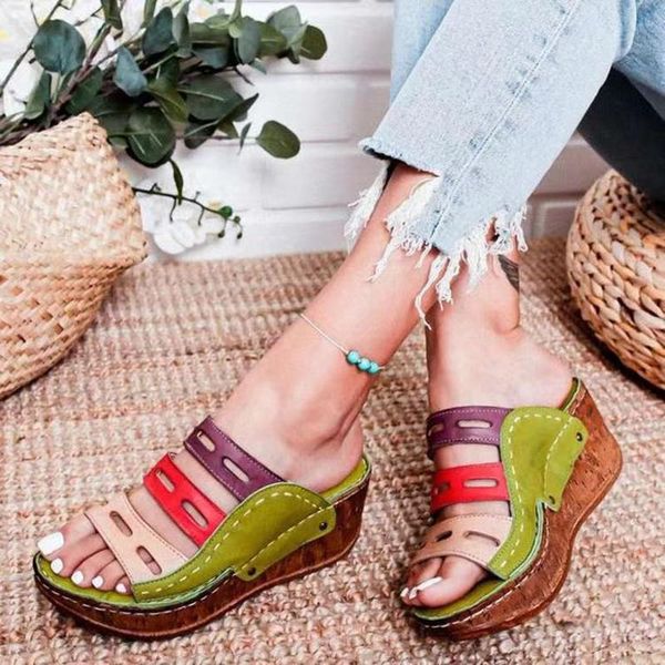 slippers women's summer fashion thick sole slope heel color matching sandals european american plus size leisure, Black
slippers women's summer fashion thick sole slope heel color matching sandals european american plus size leisure, Black