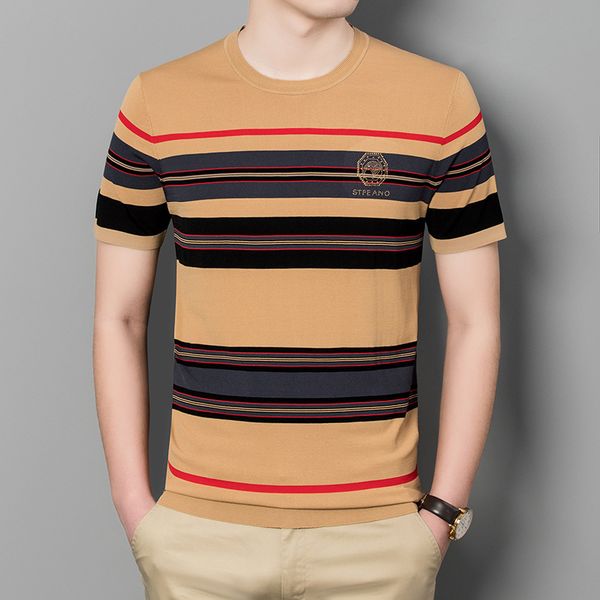 men's t shirts summer round neck stripe knitted short sleeve ice silk young and middle aged half trend thin top, White;black
men's t shirts summer round neck stripe knitted short sleeve ice silk young and middle aged half trend thin top, White;black