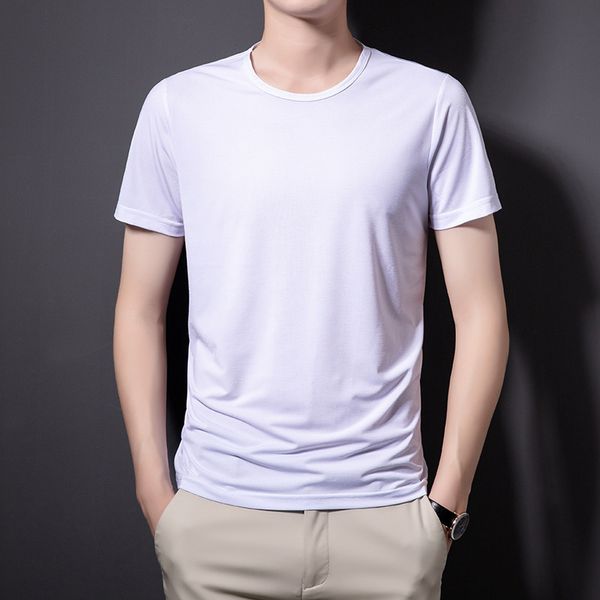 men's t shirts summer milk silk short sleeve round neck ice loose half for young and middle aged, White;black
men's t shirts summer milk silk short sleeve round neck ice loose half for young and middle aged, White;black