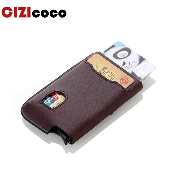 card holders genuine leather aluminium antitheft rfid holder blocking mini wallet simple fashion men women, Brown;gray
card holders genuine leather aluminium antitheft rfid holder blocking mini wallet simple fashion men women, Brown;gray