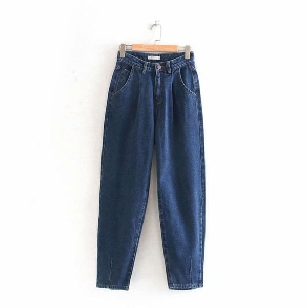women streetwear pleated mom jeans high waist loose slouchy pockets boyfriend pants casual ladies denim trousers women's, Blue
women streetwear pleated mom jeans high waist loose slouchy pockets boyfriend pants casual ladies denim trousers women's, Blue