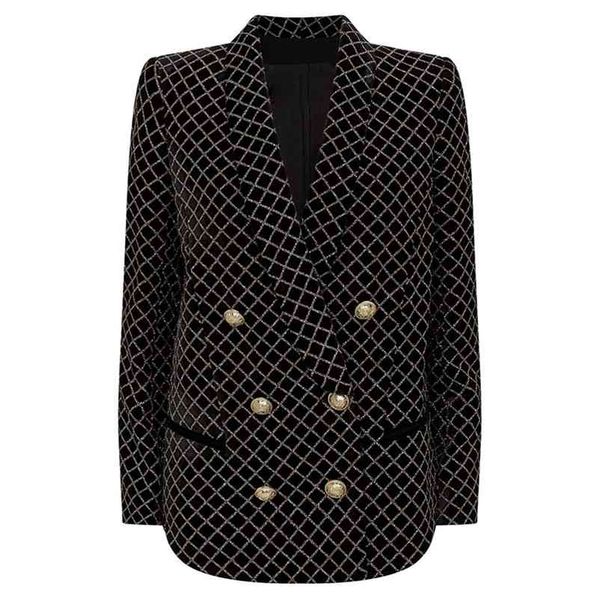 high street est designer blazer women's lion buttons shawl collar classic plaid glitter embellished velvet jacket 210521, White;black
high street est designer blazer women's lion buttons shawl collar classic plaid glitter embellished velvet jacket 210521, White;black
