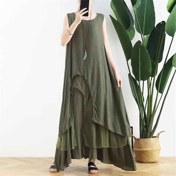 johnature women vintage patchwork lace dresses o-neck sleeveless summer women soft casual maxi dresses 210521, Black;gray
johnature women vintage patchwork lace dresses o-neck sleeveless summer women soft casual maxi dresses 210521, Black;gray