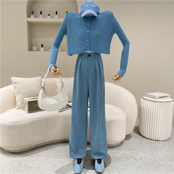 two piece set women's spring summer 2021 fashion short knitted cardigan high waist slim casual straight pants suit, White
two piece set women's spring summer 2021 fashion short knitted cardigan high waist slim casual straight pants suit, White