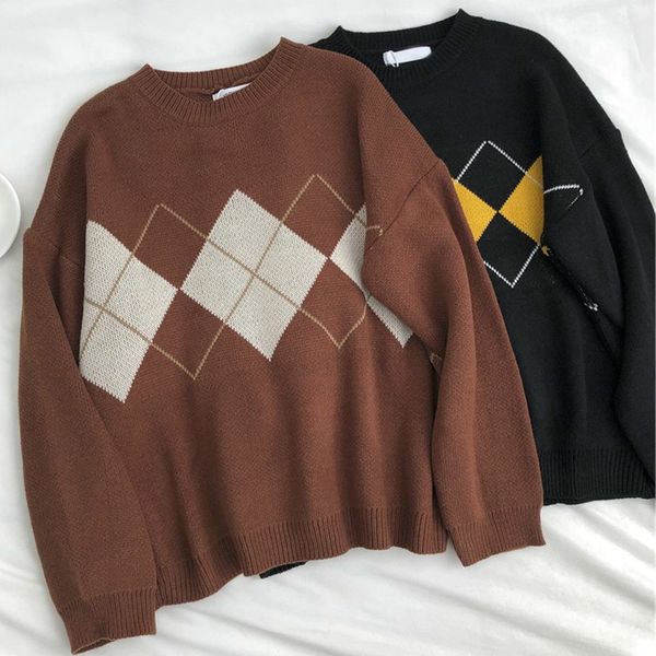 women's sweaters female winter sweater with long sleeves, casual argyle mesh b9hh, White;black
women's sweaters female winter sweater with long sleeves, casual argyle mesh b9hh, White;black