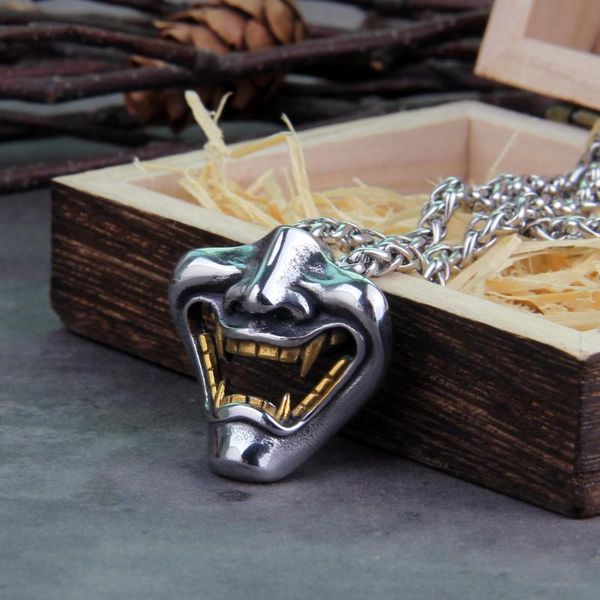 pendant necklaces vikings jewelry never fade stainless steel satanic demon men necklace with wooden box as gift, Silver
pendant necklaces vikings jewelry never fade stainless steel satanic demon men necklace with wooden box as gift, Silver
