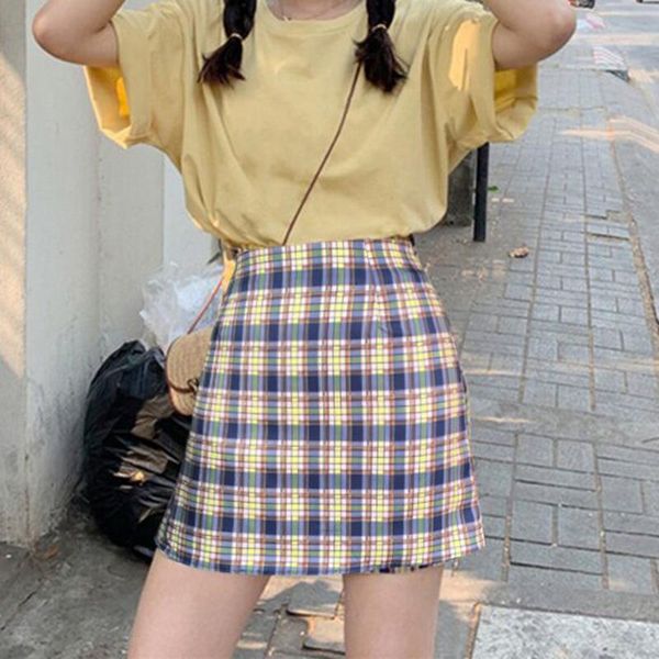 stitching color lattice high waist skirts multi-color spring slim temperament a line vintage casual plaid #, Black
stitching color lattice high waist skirts multi-color spring slim temperament a line vintage casual plaid #, Black