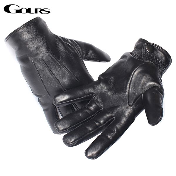 gours men' genuine leather gloves real sheepskin black touch screen button fashion brand winter warm mittens gsm050 211124, Blue;gray
gours men' genuine leather gloves real sheepskin black touch screen button fashion brand winter warm mittens gsm050 211124, Blue;gray